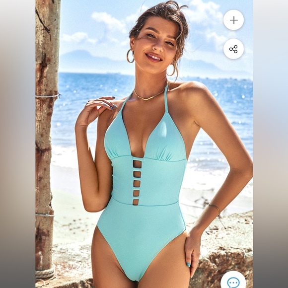 Cupshe Other - Turquoise Strappy Front Plunge One Piece Swimsuit